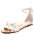 RED Valentino Studded Bow Flat Sandals - Lyst
