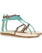 Sigerson Morrison Gaugain Two-tone Leather Flat Sandal - Lyst