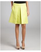 Celine Green Silkcotton Blend Pleated Front Skirt - Lyst