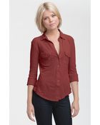 James Perse Button Front Jersey Shirt - Lyst