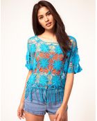 ASOS Collection Asos Crochet Village Fringed Top - Lyst