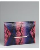 BCBGMAXAZRIA Pink Snakeskin Llene Envelope Clutch - Lyst