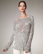 Donna Karan New York Sequined Crochet Sweater - Lyst