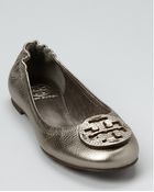 Tory Burch Flats Reva Metallic Tumbled - Lyst