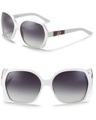 Gucci White Rounded Oversized Sunglasses - Lyst