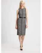 Michael Kors Belted Tweed Dress - Lyst