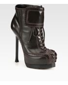 Saint Laurent Leather Laceup Platform Ankle Boots - Lyst