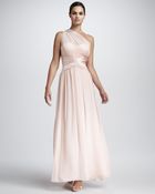 Aidan Mattox One-shoulder Chiffon Gown - Lyst