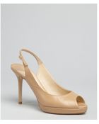 Jimmy Choo Nude Leather Nova Peep Toe Slingbacks - Lyst