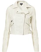 Topshop Triangle Perforated Pu Biker Jacket - Lyst