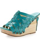 Bed Stu Woven Leather Slide Turquoise - Lyst