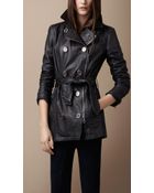 Burberry Brit Short Leather Trench Coat - Lyst