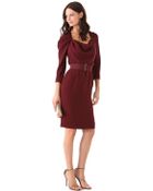 Lela Rose Long Sleeve Cowl Front Dress - Lyst