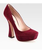 Miu Miu Suede Curved Heel Pumps - Lyst