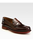 Prada Spazzolato Penny Loafers - Lyst