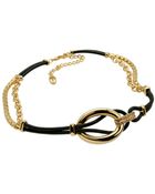 T Tahari 14k Gold Plated Leather Statement Necklace - Lyst