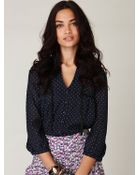 Free People Trimmed Polka Dot Blouse - Lyst