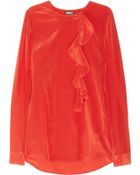 DKNY Ruffled Stretch Silk Blouse - Lyst