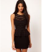 Tfnc Tfnc Dress Lace Peplum with Open Back - Lyst