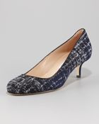 Oscar de la Renta Flannel Plaid Kittenheel Pump - Lyst