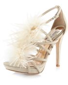 Badgley Mischka Glady Feather Strappy Sandal Vanilla - Lyst