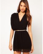 John Zack John Zack Asymmetric Drape Chiffon Dress - Lyst