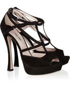 Miu Miu Suede Sandals - Lyst