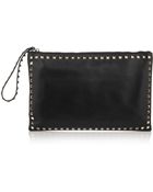 Valentino Studded Leather Clutch - Lyst