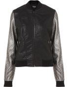 Topshop Metallic Snake Sleeve Pu Bomber Jacket - Lyst