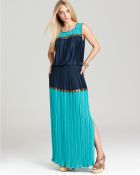 BCBGMAXAZRIA Pleated Maxi Dress - Lyst
