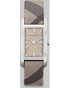 Burberry Check Stamped Rectangular Stainless Steel Watch - Lyst