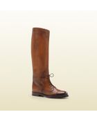 Gucci Boulanger Laced Equestrian Tall Flat Boot - Lyst