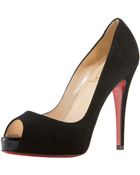 Christian Louboutin Suede Peeptoe Pump - Lyst