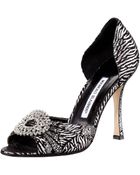 Manolo Blahnik Sedaraby Metallic Embossed Suede Dorsay - Lyst