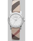 Burberry Check Stamped Round Stainless Steel Watch26mm - Lyst