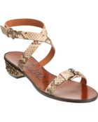 Lanvin Python Studded Heel Sandal - Lyst