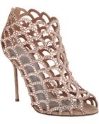 Sergio Rossi Crystal Cutout Shoe Bootie - Lyst