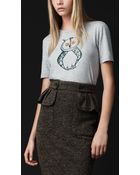 Burberry Prorsum Owl Detail Cotton Tshirt - Lyst