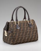 Fendi Medium Zucca Canvas Boston Bag, Tobacco - Lyst