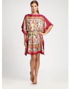 Josie Natori Silk Caftan Dress - Lyst