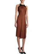 J. Mendel Pleated Halter Dress - Lyst
