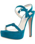 Prada Suede Bow Platform Sandal - Lyst