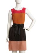 Sue Wong Pleated Colorblock Dress - Lyst