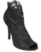 Dolce & Gabbana 110mm Stretch Lace Open Toe Low Boots - Lyst