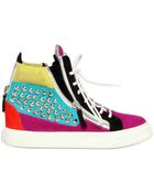 Giuseppe Zanotti 20mm Suede Multicolor Studded Sneakers - Lyst