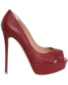 Valentino 140mm Printed Patent Open Toe Pumps - Lyst