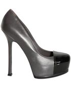 Saint Laurent 140mm Tribtoo Calf and Patent Toe Pumps - Lyst