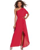 BCBGMAXAZRIA Shortsleeve Oneshoulder Ruffled Gown - Lyst