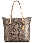 Michael Kors Large Jet Set Top Zip Python Tote - Lyst