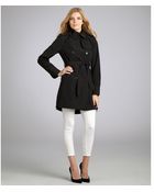 Vince Camuto Black Double Breasted Trench Coat - Lyst